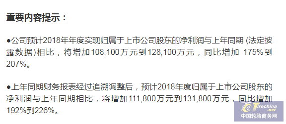 華誼集團2018年凈利暴漲，雙錢輪胎有望扭虧為盈